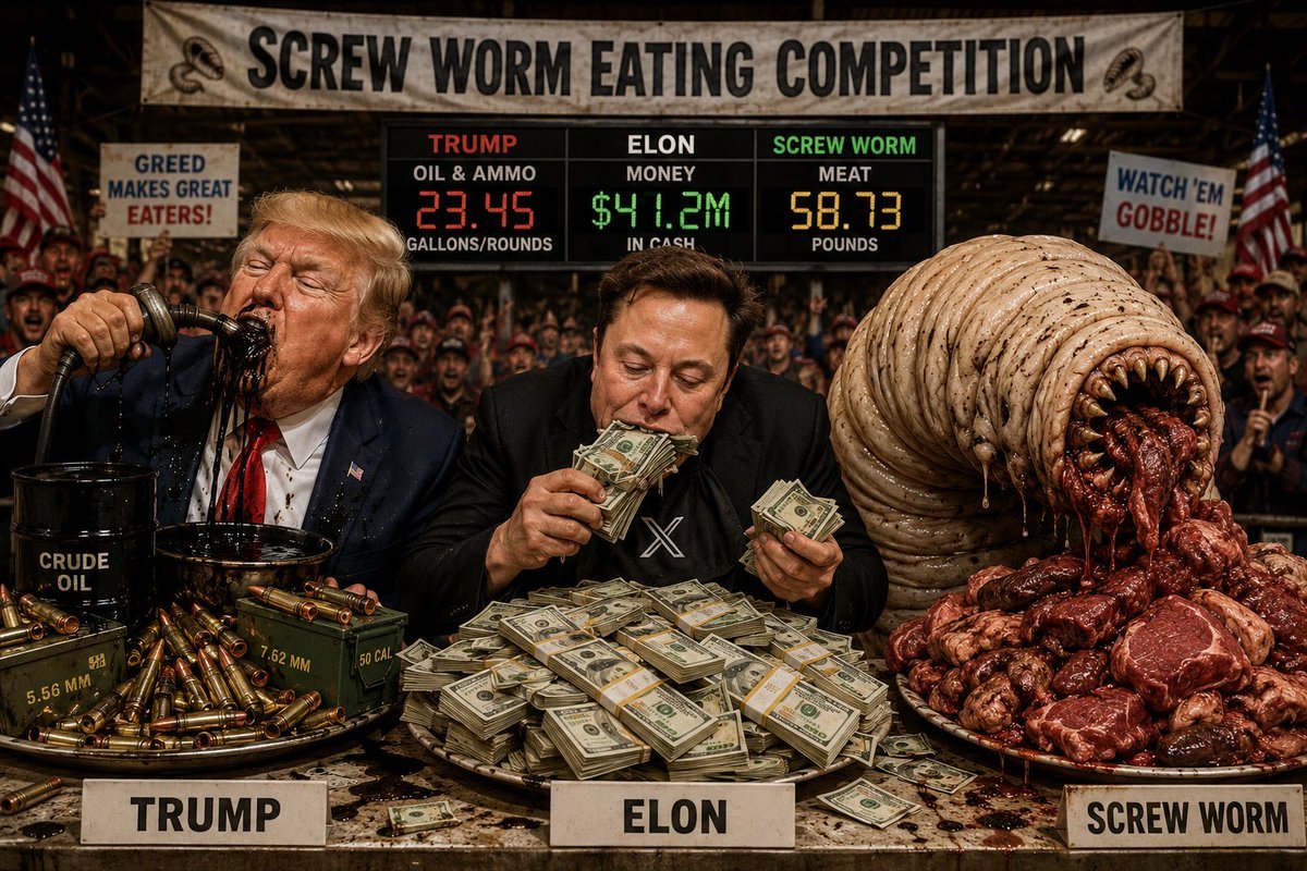 Screw Worm eating competition: Trump vs Elon vs Screwworm